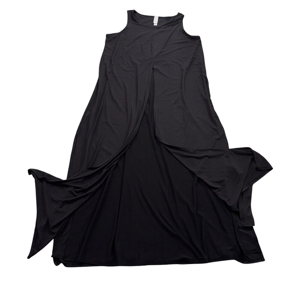 Marla Wynne Maxi Dress M Black Mesh Overlay Slit Dark Academia Goth Witchy Sheer